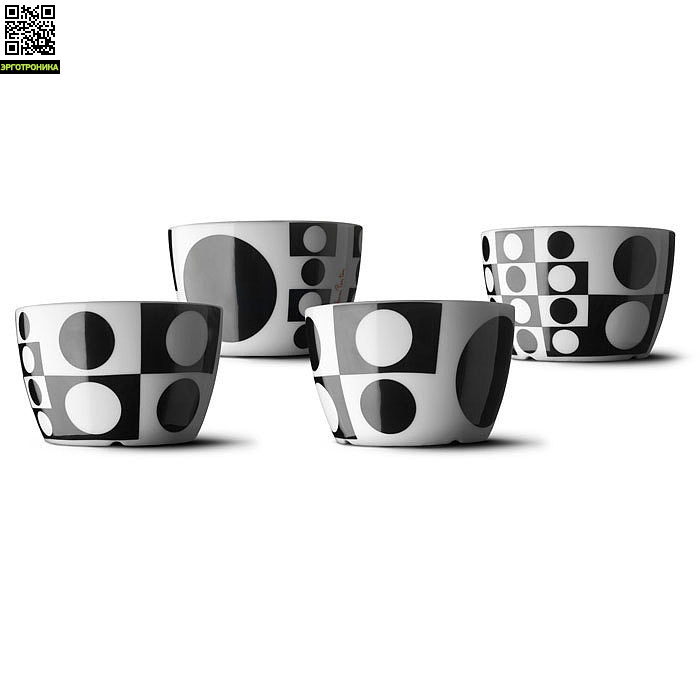 Набор чаш Verner Panton (4 шт) Набор чаш Verner Panton (4 шт)Для дома<br>Цвет черный; D-12; V-450 <br>Дизайнер Pernille Vea/Verner Panton<br>
