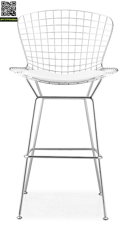 Барный стул Harry Bertoia Style Wire Side Барный стул Harry Bertoia Style Wire SideДля дома<br>Проволочный каркас выполнен из сваренных по особой технологии хромированных алюминиевых прутьев. Для подушек сиденья, прикрепляемых с помощью крючков к основанию, используется натуральная кожа. Модель Diamond выполнена в виде кресла, а стул Side Сhair представлен похожей конструкцией без подлокотников.<br><br>История<br>Техник и скульптур по образованию, создатель уникальных ювелирных изделий и искусный дизайнер по металлу, Гари Бертойя в 50-х годах прошлого столетия начинает разрабатывать собственную коллекцию п<br>