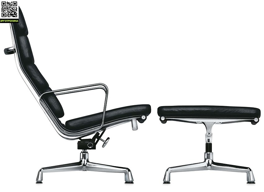 Кресло Eames Style Soft Pad Lounge Chair & Ottoman EA222/EA223 Кресло Eames Style Soft Pad Lounge Chair & Ottoman EA222/EA223Рабочие станции<br>Кресло для отдыха <br>Натуральная кожа <br>Отдельностоящий подножник<br>