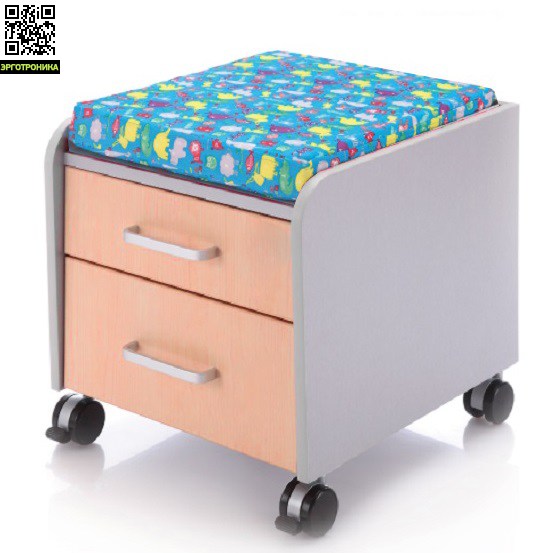 Подвижная тумба с сидушкой Comf-pro Cabinet Подвижная тумба с сидушкой Comf-pro CabinetДетская мебель: тумбы, стеллажи, приставки<br>Можно использовать как стул, свободное перемещается на колёсиках, имеет две полки.<br>