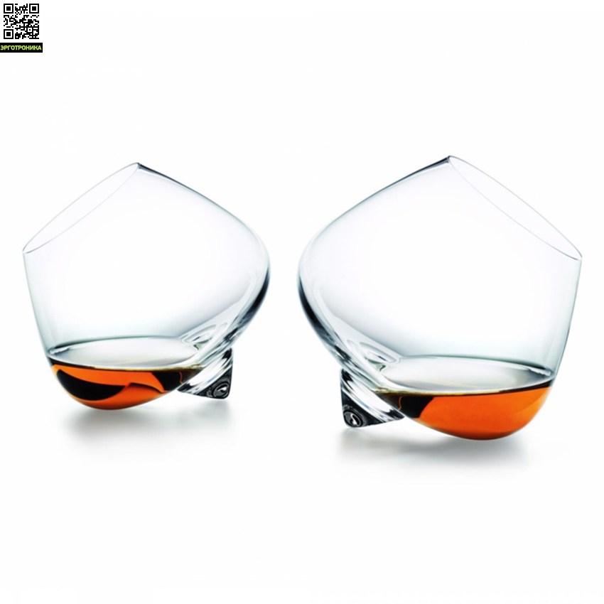 Набор бокалов для коньяка Cognac Glass Набор бокалов для коньяка Cognac GlassКухонная эргономика<br>Оригинальные бокалы для коньяка - дизайнерская работа Рикке Хаген (Rikke Hagen). Изюминка этой модели в отсутствии привычной ножки. Бокалы Cognac Glass настраивают на спокойное неторопливое созерцание красоты напитка, форма и тончайшее стекло изделия позволяют букету максимально раскрыться. Это, действительно, идеальные бокалы для коньяка. В наборе два бокала. Материал: стекло. Диаметр : 11<br>