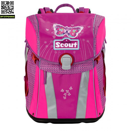 Ранец Scout Sunny BASIC с наполнением 4 предмета - Пурпурная бабочка Ранец Scout Sunny BASIC с наполнением 4 предмета - Пурпурная бабочкаЛегкие ранцы<br>Школьный ранец Scout Sunny с ортопедической спинкой, регулируемой по высоте, и принципом распределения нагрузки, используемым в спортивной индустрии. При его разработке были учтены абсолютно все существующие сегодня требования эргономики, поэтому ранец на 100% ориентирован на сохранение здоровой спины школьника. Ранец идеально подходит как совсем маленьким ученикам, так и детям 10-11 лет благодаря особой конструкции, позволившей наилучшим образом адаптировать ранец к изменению роста ребенка<br>