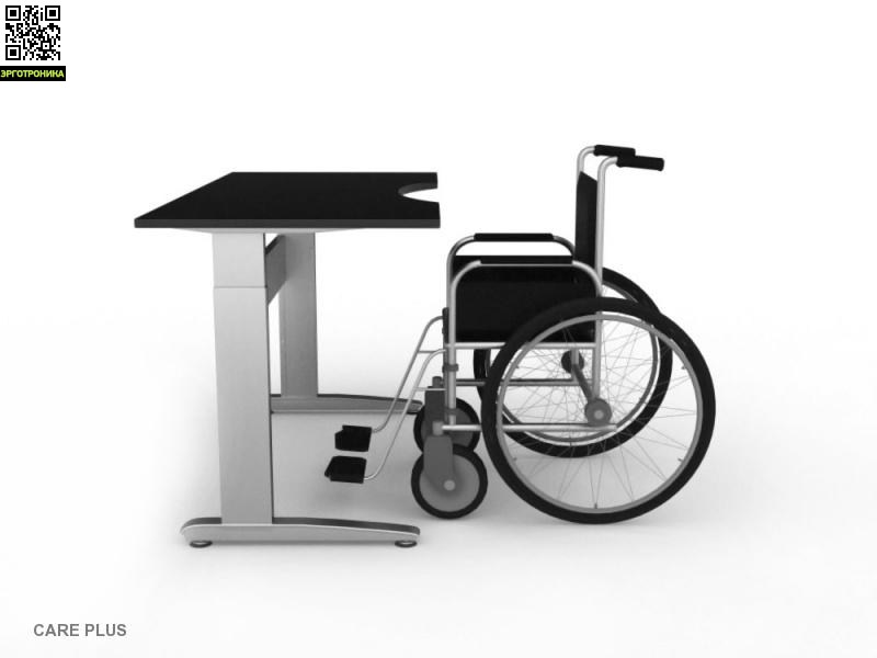 Стол для инвалидов колясочников регулируемый по высоте ErgoStol Care Plus Стол для инвалидов колясочников регулируемый по высоте ErgoStol Care PlusСтолы<br>Высота регулируется кнопкой на пульте управления (под столешницей)<br>Столешница расчитана на повышеные вертикальные нагрузки<br>Выямки разных форм на выбор<br>