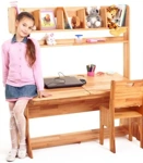 Парта-растишка Школярик-VIP 120 см. с ящичным блоком, двумя пеналами, надстройкой и стульчиком